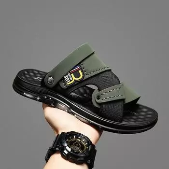 Adult Leather Men s Sandal Summer Shoes for Men Outdoor Sandals Trend 2024 Original Brands Shoes Comfortable Man Sandal Trending 38 бежевый