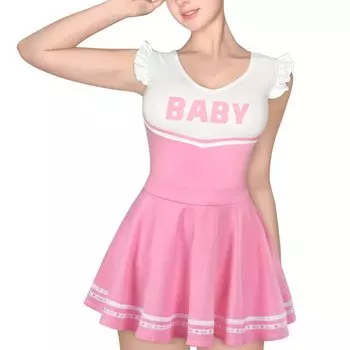 Adult Romper Cotton Pajamas Tennis Skirt 2 Piece Set 2XL [LittleForBig] [Baby Cheerleader]