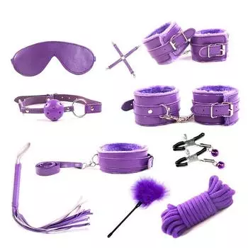 Adult sex toys 10-piece set 5m cotton rope sm leather tuning bondage ten-piece set bundled toys