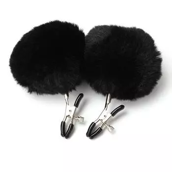 Adult sex toys Hairball milk clip Rabbit tail Artificial hair Mimi clip Flirting tool A piece of underwear Black Hairball Milk Clip