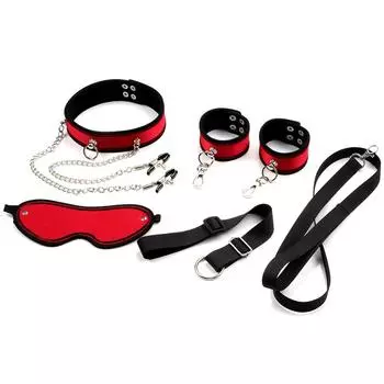 Adult sex toys, women s blindfold, black and red back handcuffs set, underwear, adult products collar.