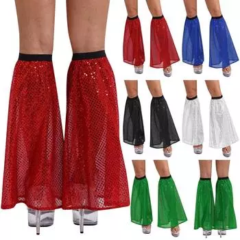 Adult Sparkly Sequin Leg Sleeves Elastic Band Costume Accessories for Dress-Up Parties Halloween Performances Wide Leg Covers One Size красный