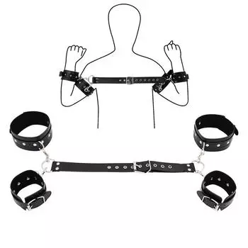 Товары для взрослых Сексуальная секс-игрушка Кожа Мужчины и Женщины Связывание Тренировка Слово Нарукавник Наручники Пара SM Связывание Реквизит