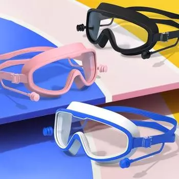 Adults Swim Goggles Anti-Fog Large Frame Pool Goggles High-Definition Wide View Swimming чёрный