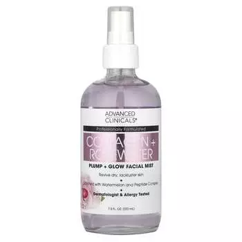 Advanced Clinicals, Коллаген плюс розовая вода, спрей для укрепления и придания сияния лицу, 8 жидких унций (237 мл)
