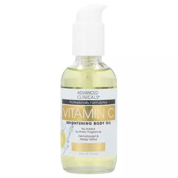 Advanced Clinicals, Витамин C, осветляющее масло для тела, 3,8 жидких унций (112 мл)