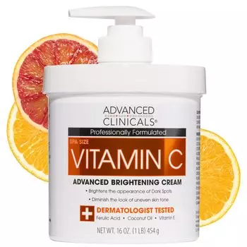 Advanced Clinicals Витамин C Усовершенствованный Осветляющий Большой Крем. Кремовый цвет. 16 унций.