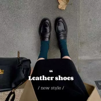 Advanced Cowhide Edition~ Platform Small Leather Shoes Women s British One Pedal Lazy Leather 35