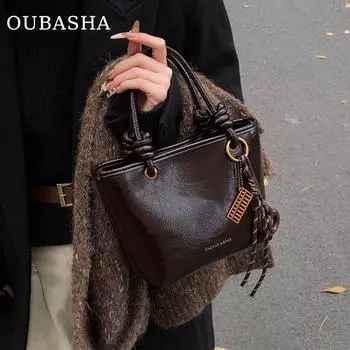 Advanced Texture Best Selling Bag Women s 2025 New Arrival Satchel Best Selling Bucket Bag Special-Interest Design Accessible Luxury Crossbody Bag Brown with pendant [main drawing]]