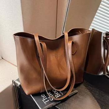 Advanced Texture Large Capacity Bag Female 2024 New Arrival Retro Minimalist Commuter Shoulder Bag Early Eight Best Selling Tote Bag Mud