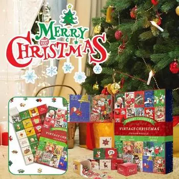 Адвент-календарь 2024 Многоразовая слепая коробка Рождественская головоломка для детей и взрослых 24