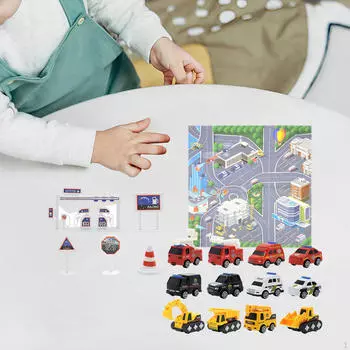Advent Calendar Race Vehicles Toy Mini Car Model Figures for Age 3+ Toddlers A