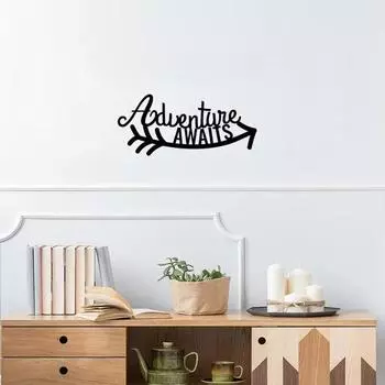 Adventure Awaits Metal Wall Art – Beautiful Iron Home Dcor Accent, Stylish Wall Sign, and Wall Hanging for Inspiring Spaces чёрный