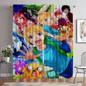 Adventure Time Halloween Decoration Curtains for Living Room Curtain Shades Partition Home Interior Curtains 2 Pieces Kitchen W50xH70cmx2pcs-CL