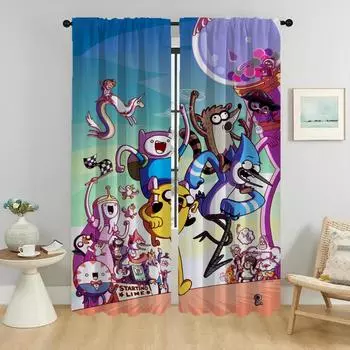 Adventure Times Home Interior Curtains 2 Pieces Elegant Room Curtains for Living Room Tulle for Bedroom Halloween Decoration W50xH70cmx2pcs-CL