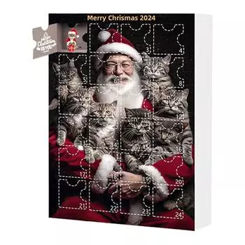 Адвент-календарь 2024 2D акриловый подвесной кулон в виде кошки 24-дневный рождественский календарь обратного отсчета для любителей кошек 26x18CM
