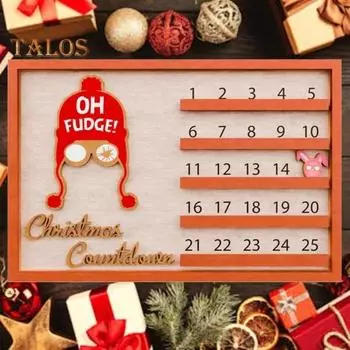 Адвент-календарь 2024 года, деревянный адвент-календарь, сезонное настольное настенное украшение, 25-дневный рождественский календарь обратного отсчета, подарок для семьи и друзей A