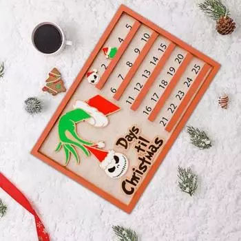 Адвент-календарь 2024 года, деревянный адвент-календарь, сезонное настольное настенное украшение, 25-дневный рождественский календарь обратного отсчета, подарок для семьи и друзей A