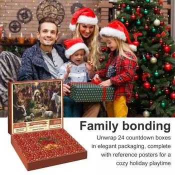 Адвент-календарь 2024 года, пазл из 1000 деталей, рождественская головоломка с изображением Иисуса, 24-дневный календарь обратного отсчета до Рождества, подарок для детей и взрослых C