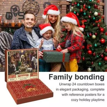 Адвент-календарь 2024 года, пазл из 1000 деталей, рождественская головоломка с изображением Иисуса, 24-дневный календарь обратного отсчета до Рождества, подарок для детей и взрослых C