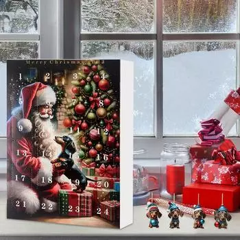 Адвент-календарь 2024 года, рождественские каникулы, адвент-календарь 2024 года, коллекционный забавный набор собак, подарок для детей и семьи 10.63x7.28x1.38inch