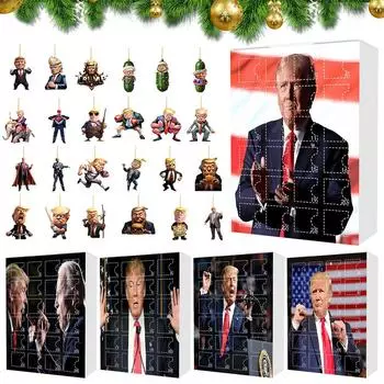 Адвент-календарь 2024 года, рождественское украшение Трампа, рождественский адвент-календарь, календарь обратного отсчета до Рождества, подарок для сторонников Дональда Трампа