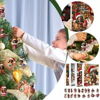 Адвент-календарь 2024 года Таксы Рождественские каникулы Рождество Рождественские подарки Календарь Обратный отсчет Q8T4 A-One size