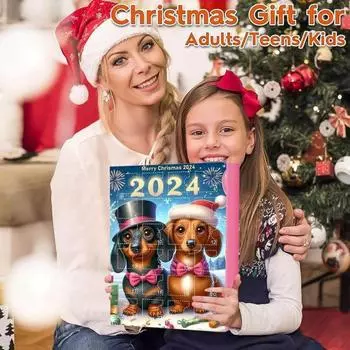 Адвент-календарь 2024 Кошка Собака Подвеска Акриловый Рождественский календарь обратного отсчета для мальчиков, девочек, детей, красочные праздничные украшения для комнаты, подарки B