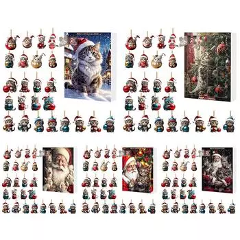 Адвент-календарь 2024 Рождественская елка Подвеска в виде кошки Милый рождественский адвент-календарь Украшение на рождественскую елку Украшение в виде кошки Календарь 26x18CM