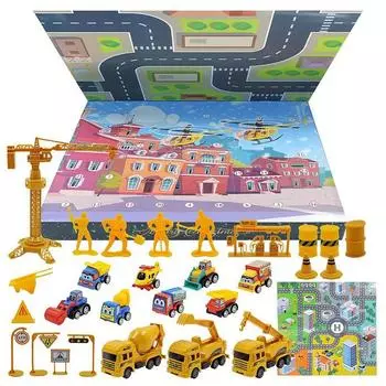 Адвент-календарь 24 дня обратного отсчета до Рождества Детская игрушечная машинка Рождественский календарь обратного отсчета Детская праздничная игрушка в подарок M жёлтый