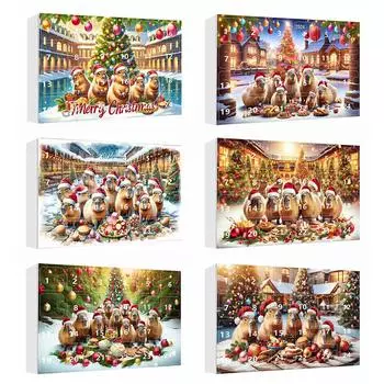 Адвент-календарь Capybara 2024 для девочек и мальчиков с акриловыми подвесками Capybara 24-дневный календарь обратного отсчета до Рождества B