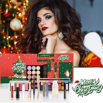 Адвент-календарь для макияжа, 12-панельный рождественский подарочный набор косметики для женщин, календарь обратного отсчета до окончания макияжа, идеальный для подарка, 12 шт., 100 мл красный