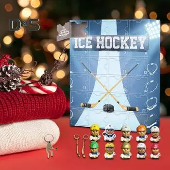 Адвент-календарь хоккей на льду 2024 24 мини-миниатюрных хоккейных украшения 24 дня обратный отсчет до рождественских праздников подарки 1pc
