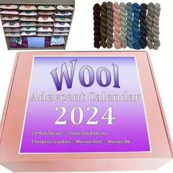 Адвент-календарь из шерстяной пряжи, адвент-календарь Yule & Yarn 2024, маркер для петель Cale One Size