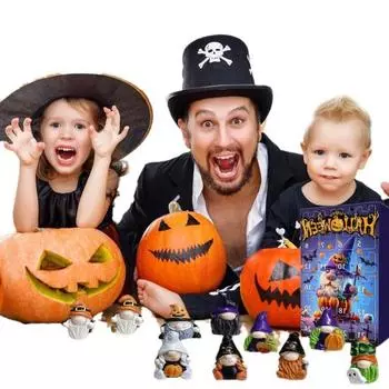 Адвент-календарь на Хэллоуин 2024 для детей и взрослых, обратный отсчет на 24 дня, коробка с игрушками в виде слепой коробки, жуткие фигурки гномов, сюрприз для украшения на Хэллоуин 1 Set