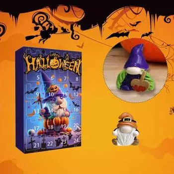 Адвент-календарь на Хэллоуин 2024 для детей и взрослых, обратный отсчет на 24 дня, коробка с игрушками в виде слепой коробки, жуткие фигурки гномов, украшения на Хэллоуин 1 Set