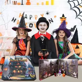 Адвент-календарь на Хэллоуин 2024 года с гномами, 24 дня, набор плюшевых мини-гномов ручной работы для декора в стиле обратного отсчета к праздникам