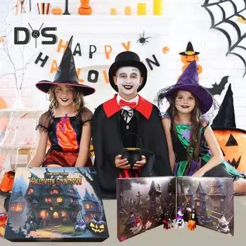 Адвент-календарь на Хэллоуин 2024 года с гномами, 24 дня, набор плюшевых мини-гномов ручной работы для декора в стиле обратного отсчета к праздникам B