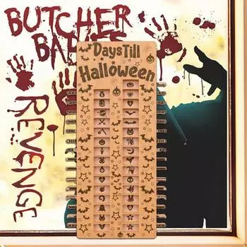 Адвент-календарь на Хэллоуин, деревенский, прочный, деревянный, 31 день, календарь обратного отсчета, дни до Хэллоуина, настольное украшение, праздничный подарок цвет старого дерева