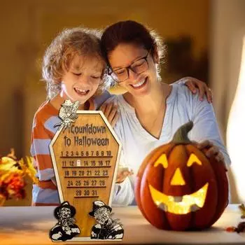 Адвент-календарь на Хэллоуин, деревенский, прочный, деревянный, 31 день, календарь обратного отсчета, дни до Хэллоуина, настольное украшение, праздничный подарок