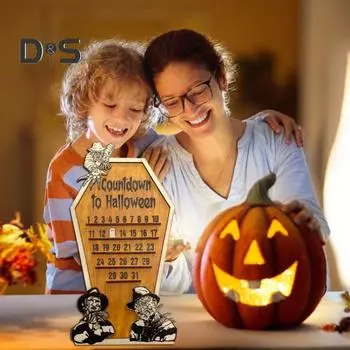 Адвент-календарь на Хэллоуин, деревенский, прочный, деревянный, 31 день, календарь обратного отсчета, дни до Хэллоуина, настольное украшение, праздничный подарок