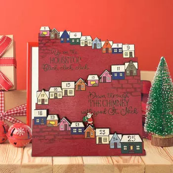 Адвент-календарь Рождественское украшение с фигуркой Санты многоразовое деревянное Colorful