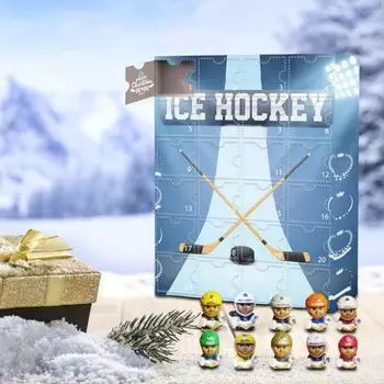 Адвент-календарь Yousheng Ice Hockey 2024 24 мини-миниатюрных хоккейных украшений 24 дня обратный отсчет до рождественских праздников подарки 1pc