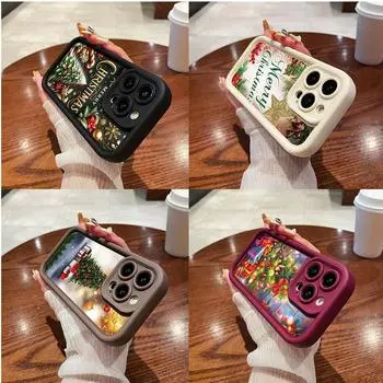 Ae105 Happy New Year art рождественские чехлы для телефонов Samsung M54 A72 M23 Moto G30 Google Pixel 9 OnePlus 11 Tecno Angel Eye Ladder защитный чехол Samsung M54 5G