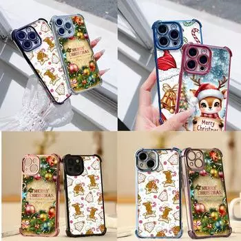 Ae106 Happy New Year art Merry Christmas гальванизированные чехлы для телефонов TPU для Xiaomi 11 Lite Redmi Note 13 Pro 12C 9S Huawei защитный чехол на четыре угла Xiaomi 13