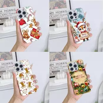 Ae106 Happy New Year art Merry Christmas чехлы для телефонов из гальванического стекла для Samsung S25 Ultra iPhone 16 Xiaomi Redmi Lens Full Protection Back Cover for iPhone 6/6S