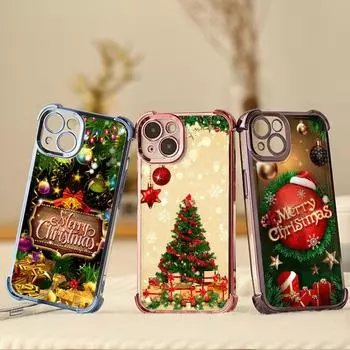 Ae113 Merry Christmas art Santa design art Гальванизированные чехлы для телефонов TPU для iPhone 16 15 13 11 Pro Max 14 Infinix Smart8 Четырехугольная защитная крышка for iPhone 6/6s