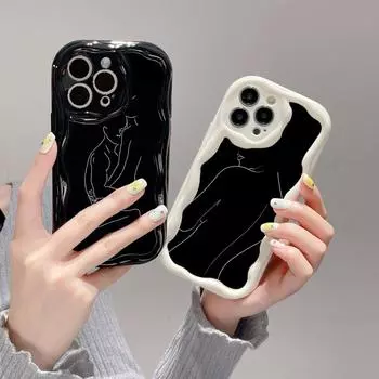 Ae79 Femme, черные художественные защитные чехлы в рамке для телефонов Samsung S23 S24 Ultra A55 A14 A25 A13 Infinix Hot 40 Pro Tecno Spark 20C Wave, задняя крышка из ТПУ Samsung A02/M02