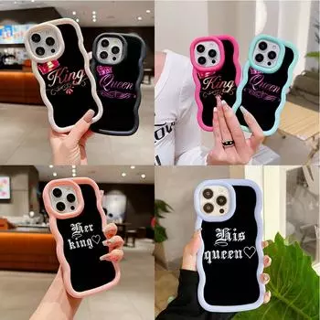 Ae84 King Queen Couple Art защитные чехлы для телефонов Samsung S24 Plus S23 Ultra A14 A55 A06 Honor X9b Motorola OnePlus Big Wave TPU задняя крышка Samsung A04(M13 5G)