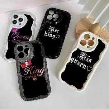Ae84 King Queen Couple Art защитные чехлы для телефонов Apple iPhone 16 15 14 13 Pro Max 11 12 mini XR 7 8 6s Plus XS Max SE Wave TPU задняя крышка for iPhone 6/6s